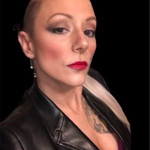 NWOT Vintage 97 Versace couture leather jacket pantsuit.  1 tear under pant loop